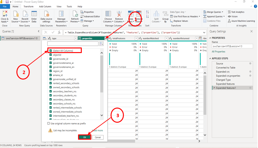 Expand Properties and Select All Columns